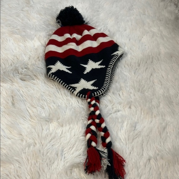 All American Star Pattern Knit Hat - Red, White, and Blue - Picture 1 of 3